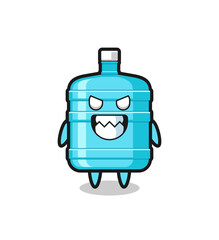 evil expression of the gallon water bottle cute mascot character