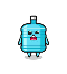 the shocked face of the cute gallon water bottle mascot