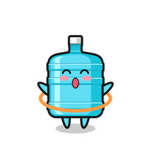 cute gallon water bottle cartoon is playing hula hoop
