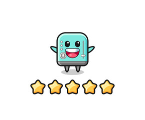 the illustration of customer best rating, toaster cute character with 5 stars