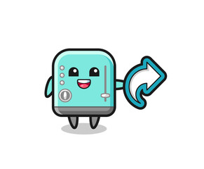 cute toaster hold social media share symbol