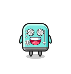 cute toaster character with hypnotized eyes
