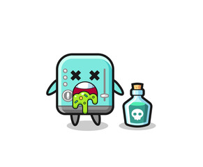 Obraz premium illustration of an toaster character vomiting due to poisoning