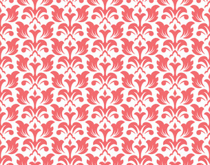 Flower geometric pattern. Seamless vector background. White and pink ornament. Ornament for fabric, wallpaper, packaging. Decorative print