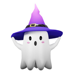 3D Hallowen Icon Ghost With Witcher Hat