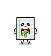 the cute paper character with puke