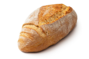 Filoncino intero, pane tipico italiano di media pezzatura isolato su fondo bianco 