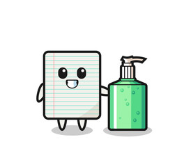cute paper cartoon with hand sanitizer