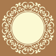 Decorative frame Elegant vector element for design in Eastern style, place for text. Floral golden and beige border. Lace illustration for invitations and greeting cards