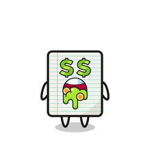 paper character with an expression of crazy about money