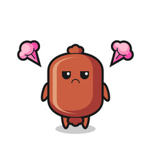 Fototapeta premium annoyed expression of the cute sausage cartoon character