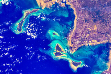 Fototapeta premium Coast of Mozambique. Digital Enhancement. Elements by NASA