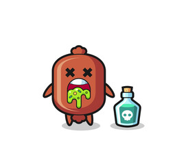 illustration of an sausage character vomiting due to poisoning