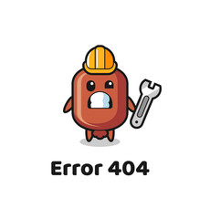 error 404 with the cute sausage mascot