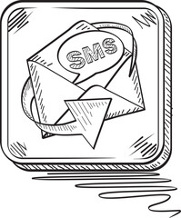 Doodle Email, sms icon, vector illustration