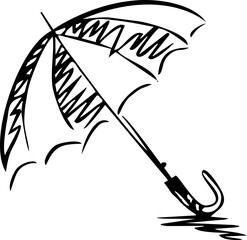 sketch of an umbrella on white background.