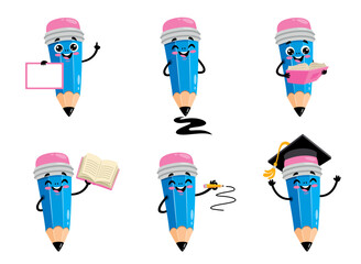 Cartoon Drawing Of A Pencil Character