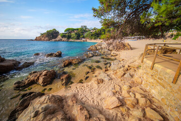 Cala Sant Francesc in Blanes Mediterranean beach Camino de Ronda on the Costa Brava Lloret de Mar...