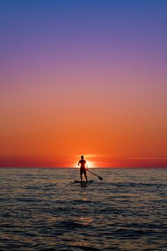 Standup Paddle On Sunset