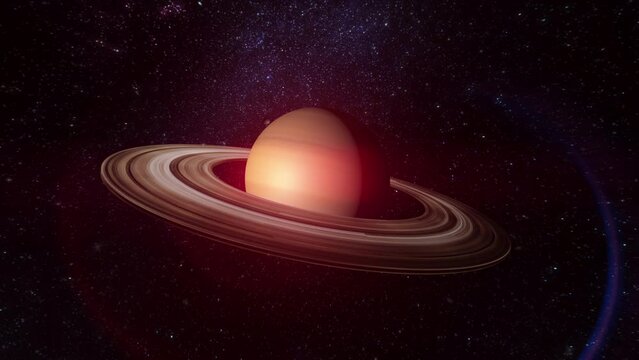 Saturn planet with its rings, orbiting in space inside our solar system