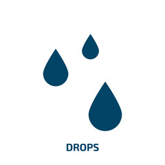 drops icon from weather collection. Filled drops, drop, nature glyph icons isolated on white background. Black vector drops sign, symbol for web design and mobile apps