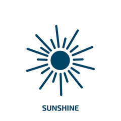 sunshine icon from weather collection. Filled sunshine, nature, sun glyph icons isolated on white background. Black vector sunshine sign, symbol for web design and mobile apps