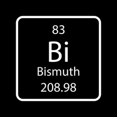 Bismuth symbol. Chemical element of the periodic table. Vector illustration.
