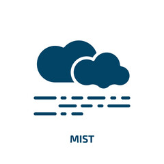 mist icon from weather collection. Filled mist, weather, rain glyph icons isolated on white background. Black vector mist sign, symbol for web design and mobile apps