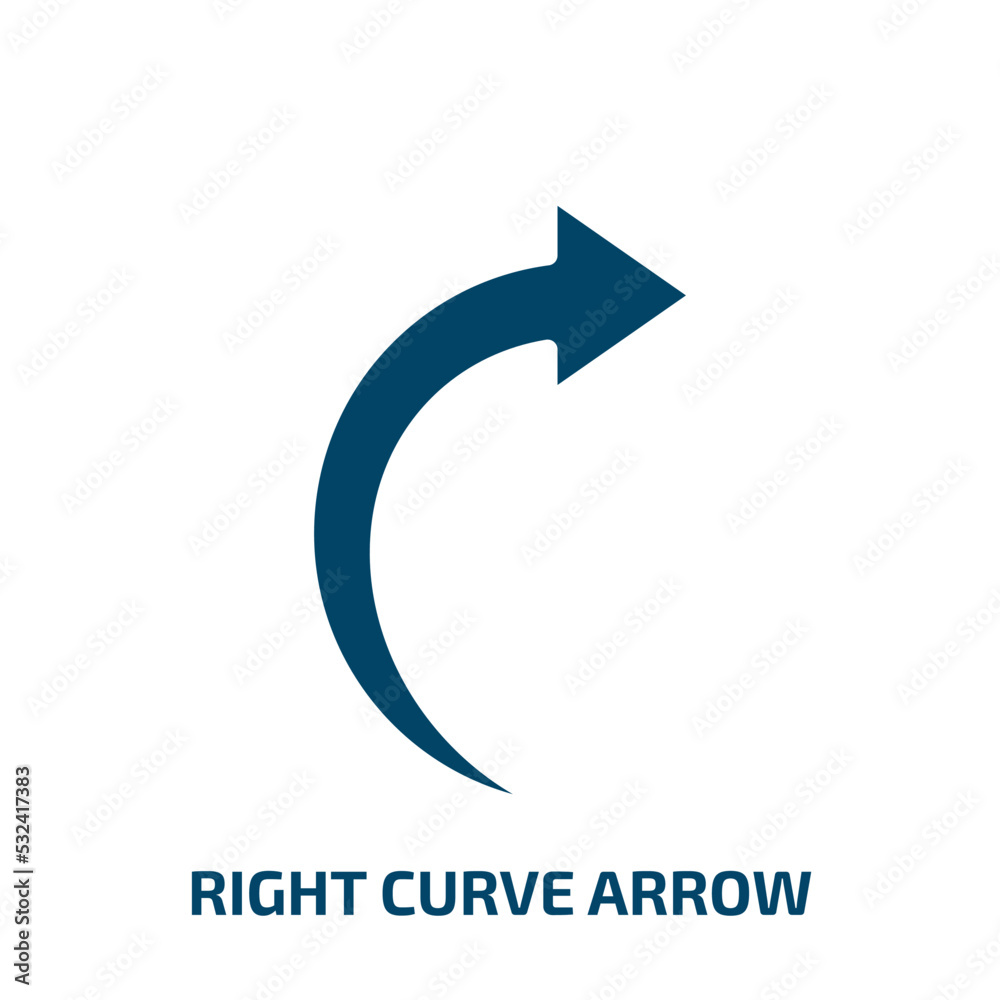 Poster right curve arrow icon from user interface collection. filled right curve arrow, arrow, direction gl