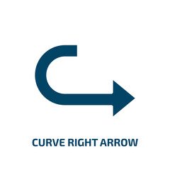 curve right arrow icon from user interface collection. Filled curve right arrow, arrow, pointer glyph icons isolated on white background. Black vector curve right arrow sign, symbol for web design and