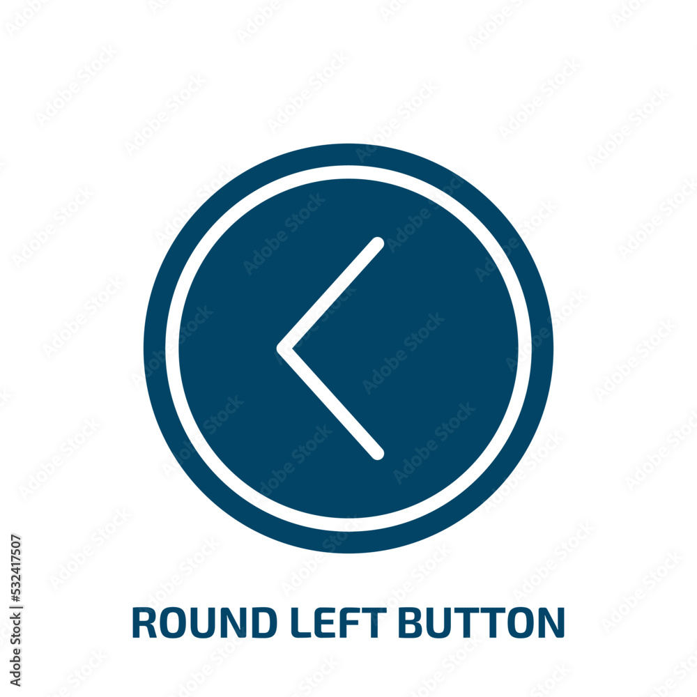 Poster round left button icon from user interface collection. filled round left button, cursor, next glyph 