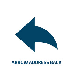 arrow address back icon from user interface collection. Filled arrow address back, address, template glyph icons isolated on white background. Black vector arrow address back sign, symbol for web
