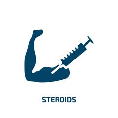 steroids icon from gym and fitness collection. Filled steroids, health, steroid glyph icons isolated on white background. Black vector steroids sign, symbol for web design and mobile apps