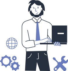 IT manager, programmer, application developer.Vector character, corporation employee.