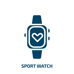 sport watch icon from gym and fitness collection. Filled sport watch, watch, clock glyph icons isolated on white background. Black vector sport watch sign, symbol for web design and mobile apps