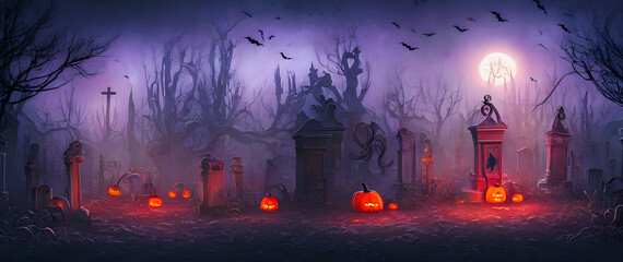 Fototapeta na wymiar Artistic painting concept of Halloween background, Natural color, digital art style, illustration painting. Creative Design, Tender and dreamy design.3d illustration.
