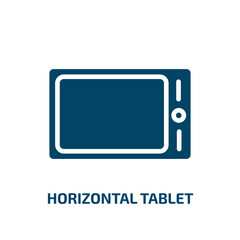 horizontal tablet icon from technology collection. Filled horizontal tablet, horizontal, tablet glyph icons isolated on white background. Black vector horizontal tablet sign, symbol for web design and