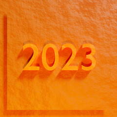 2023 year lettering pumpkin texture for halloween calendar, 3d render