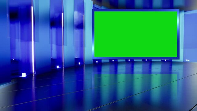 Virtual set studio for green footage