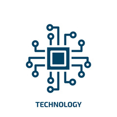 Fototapeta premium technology icon from technology collection. Filled technology, information, internet glyph icons isolated on white background. Black vector technology sign, symbol for web design and mobile apps