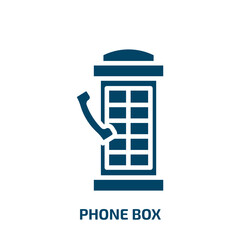 phone box icon from technology collection. Filled phone box, phone, box glyph icons isolated on white background. Black vector phone box sign, symbol for web design and mobile apps