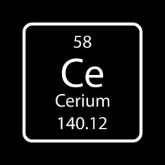 Cerium symbol. Chemical element of the periodic table. Vector illustration.