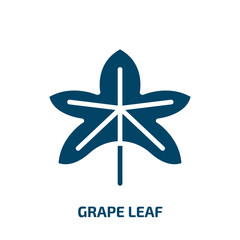 grape leaf icon from nature collection. Filled grape leaf, grape, leaf glyph icons isolated on white background. Black vector grape leaf sign, symbol for web design and mobile apps