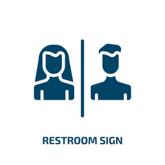 restroom sign icon from people collection. Filled restroom sign, gender, men glyph icons isolated on white background. Black vector restroom sign sign, symbol for web design and mobile apps