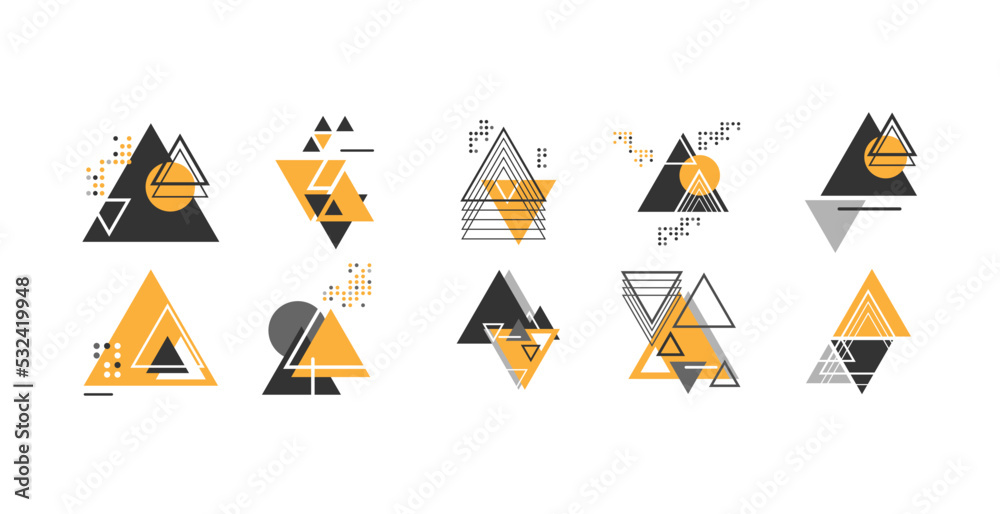 Fototapete triangle geometric abstract graphic background, dynamic geometric shapes compositions, flat and clea