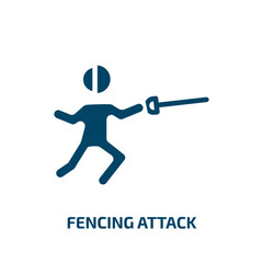 fencing attack icon from people collection. Filled fencing attack, competition, attack glyph icons isolated on white background. Black vector fencing attack sign, symbol for web design and mobile apps