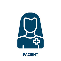 pacient icon from people collection. Filled pacient, health, doctor glyph icons isolated on white background. Black vector pacient sign, symbol for web design and mobile apps