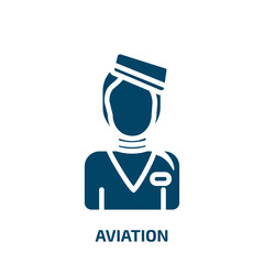 aviation icon from people collection. Filled aviation, travel, flight glyph icons isolated on white background. Black vector aviation sign, symbol for web design and mobile apps