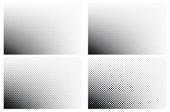Halftone round dots set. Abstract halftone background.