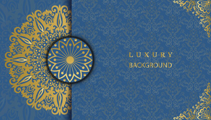 Decorative gold vintage mandala design background in gold color. Decorative greeting card. Design for invitation, wedding card, Diwali, decoration. India, Indian, Arabic, Damask,  Turkish, Dubai, © nhjenny